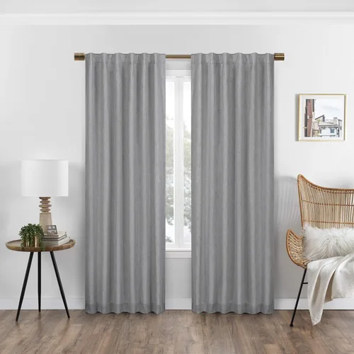 Vista 7 de Eclipse Nora - Cortina térmica 100 % opaca con bolsillo para barra, para ventana de dormitorio o sala de estar (1 panel), 50 x 63 pulgadas