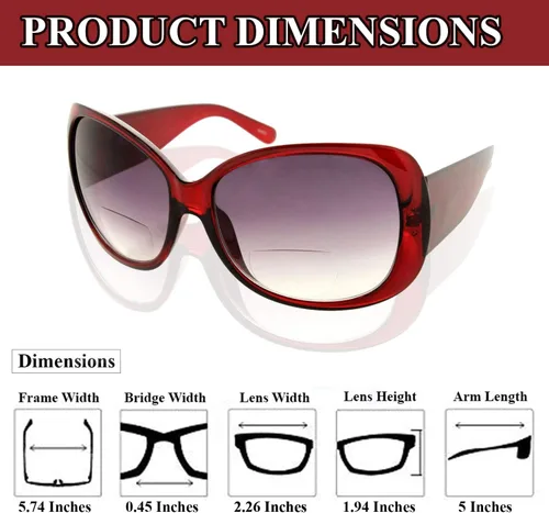 Vista 4 de Fiore Jackie O - Gafas de sol bifocales para mujer (100% protección UV)
