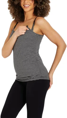 Vista 23 de Motherhood Maternity Camiseta sin mangas de lactancia con clip para mujer con correas ajustables y brasier integrado para lactancia materna