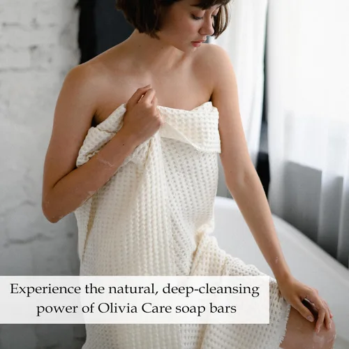 Vista 4 de Olivia Care Jabón en barra de arcilla rosa 100% natural, vegano y orgánico – para rostro y cuerpo – Desintoxica, exfolia, hidrata, hidrata