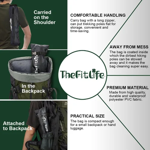 Vista 6 de TheFitLife Bastones de senderismo plegables para senderismo – Bastones plegables ligeros para hombres y mujeres con mango de espuma extra largo