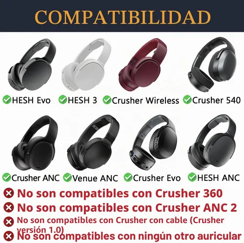 Vista 2 de SOULWIT Almohadillas de malla para Skullcandy Crusher Evo/Hesh ANC/Hesh Evo