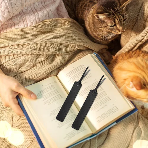 Vista 5 de Zonon 10 marcapáginas de cuero hecho a mano, marcadores de página de cuero genuino, marcadores personalizados para lectura de libros, amantes