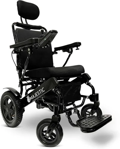 Vista 13 de Silla de ruedas motorizada eléctrica ligera para personas mayores y adultos, reclinación automática plegable de largo alcance con potente motor