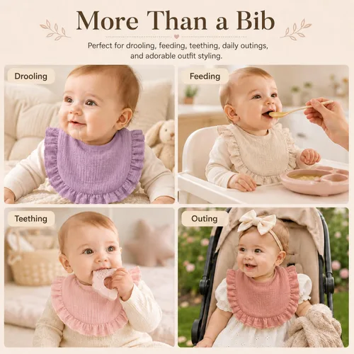 Vista 5 de NISXABEBE Baberos de muselina para bebé, 6 baberos bandana para baba y dentición, algodón suave y absorbente para recién nacido