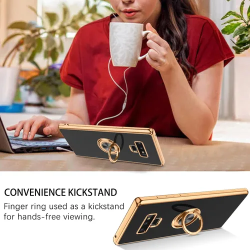 Vista 2 de DUEDUE Funda para Samsung Galaxy Note 9 con soporte de anillo, rotación de 360 grados, dedo magnético para coche, TPU suave, delgada, a prueba