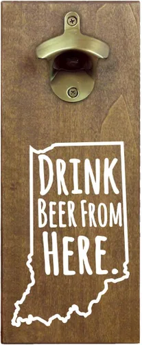 Vista 9 de Torched Drink Beer From Here - Abridor magnético de botellas de cerveza con receptor de tapa (Alabama) Abrebotellas montado en la pared imán