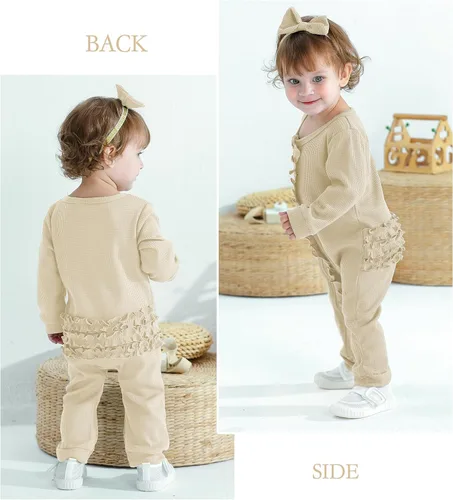 Vista 4 de Mikrdoo Newborn Girl Clothes Baby Girls' Clothing Fall Winter Outfits Long Sleeve Romper Jumpsuit 0 3 6 12 Months