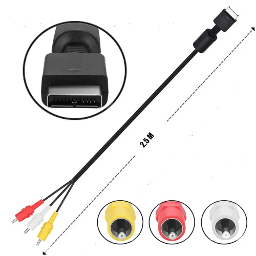 Vista 3 de Cable AV PS2, cable de audio y video para PS2, PS1, PS3, audio compuesto AV a RCA, cable de TV compatible con Playstation 1/2/3 (8.2 pies)