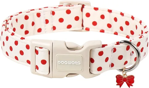 Vista 14 de DOGWONG Collar para perro de San Valentín, collar ajustable de algodón con corazón de caramelo azul, perfecto para perros pequeños a medianos