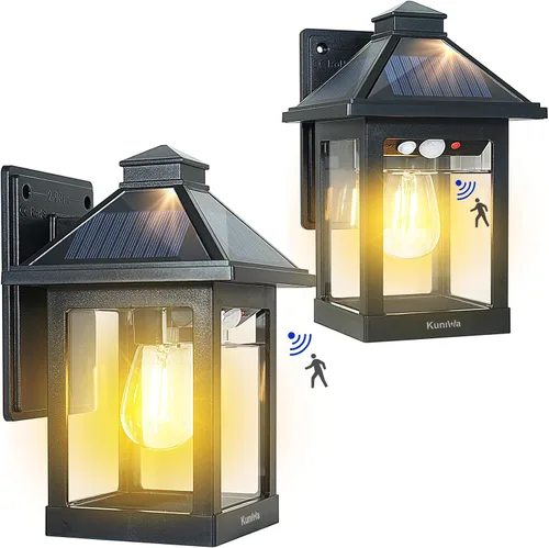Vista 9 de Lámpara solar de pared para exteriores con 3 modos de iluminación, lámpara LED de montaje de pared del atardecer al amanecer, sensor de movimiento