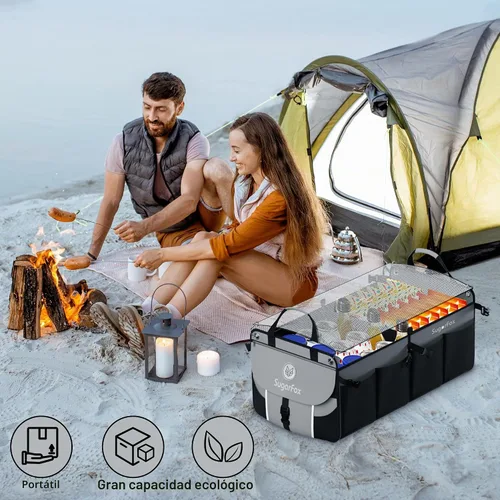 Vista 7 de SugarFox Organizador de maletero de automóvil para SUV, 63 L + 26 L, almacenamiento modular, resistente, plegable, impermeable, cubiertas suaves