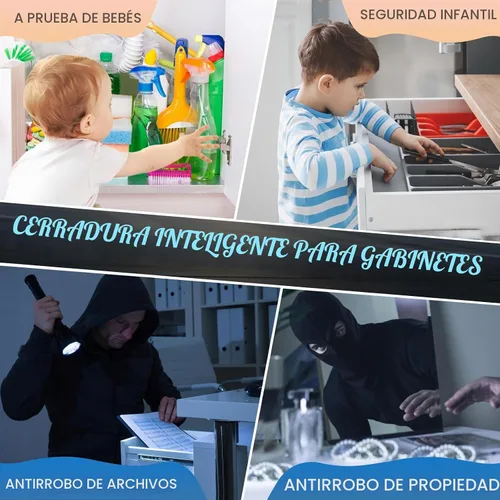 Vista 3 de Eseesmart Cerradura inteligente para gabinete, magnética digital electrónica RFID sin llave, Bluetooth, seguridad infantil, a prueba de bebés