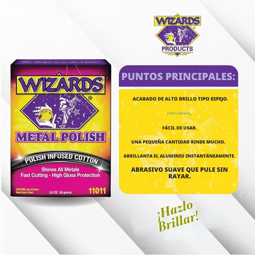 Vista 4 de Wizards Pulidor de Metal_Plata, Latón, Acero Inoxidable y Aluminio Cuidado del Coche 3oz-wt_11011