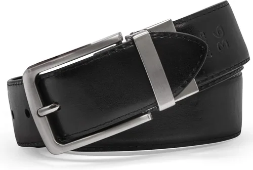 Vista 3 de Steve Madden Cinturón de cuero reversible para hombre, casual, para todos los días Marrón/Negro