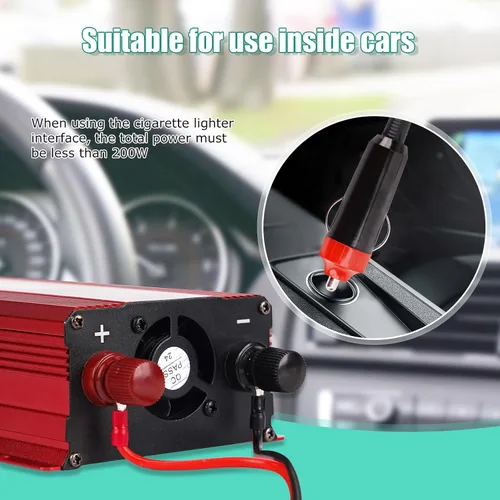 Vista 5 de nomal Inversor de corriente para automóvil de 1200 W, convertidor de CC de 12 V a 110 V CA con pantalla LCD y salidas de CA, inversor de 12 voltios