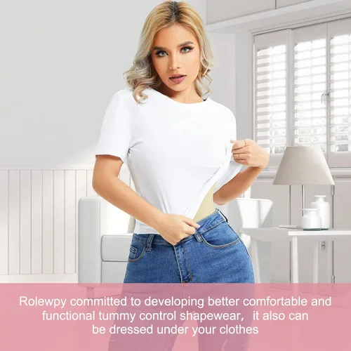 Vista 5 de Rolewpy Sujetador de entrenamiento de cintura 4 en 1, faja moldeadora, corsé de cintura con botones, control de abdomen, moldeador de cuerpo