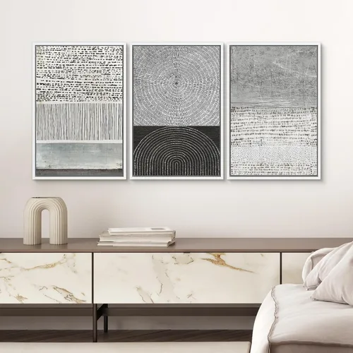 Vista 447 de SIGNWIN Lienzo enmarcado para pared, juego de arte neutro de bosque brumoso, ilustraciones en tono tierra, arte moderno, decorativo, bohemio