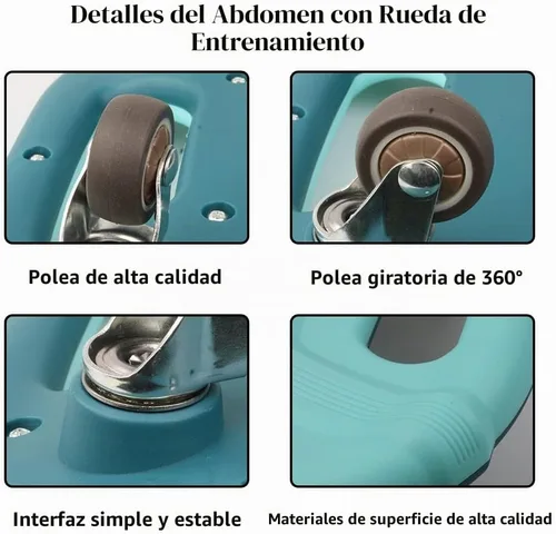 Vista 6 de Rodillo de abdominales para entrenamiento abdominal, equipo de ejercicio de rueda abdominal para entrenamiento de núcleo, rodillo de rueda abdominal