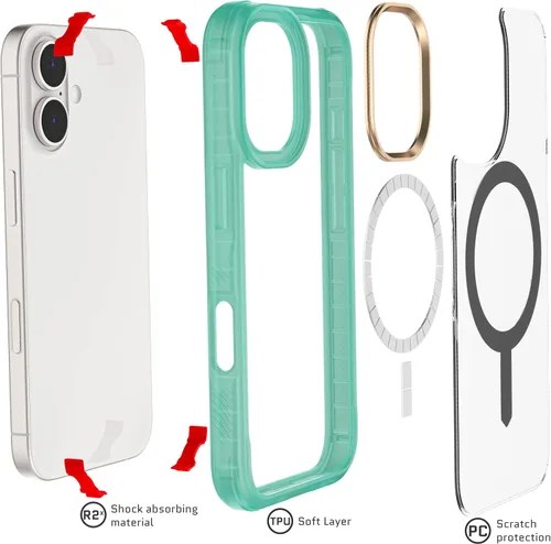 Vista 109 de Ghostek Covert Clear - Funda transparente para iPhone 15 Plus, silicona a prueba de golpes, compatible con accesorios Apple MagSafe, funda Negro