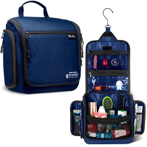 Vista 10 de Bolsa de aseo de viaje para hombres y mujeres - Organizador grande colgante de artículos de tocador - Bolsa de higiene impermeable con gancho