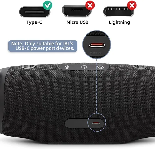 Vista 4 de Juego de accesorios de alimentación USB C para JBL Charge 4-6, JBL Flip 5, Flip 6, Flip 7, Pulse 4, Pulse 5, Clip4, Clip5, Auriculares inalámbricos
