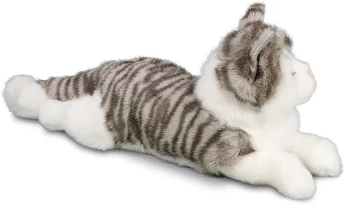 Vista 6 de Douglas Animal de peluche de gato gris ahumado – 19 pulgadas, suave y realista, juguete de peluche atigrado gris y blanco para niños, niños pequeños