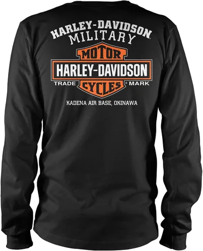 Vista 4 de Harley-Davidson Military - Camiseta negra de manga larga Eagle Graphic para hombre - Kadena Air Base Eagle Ride