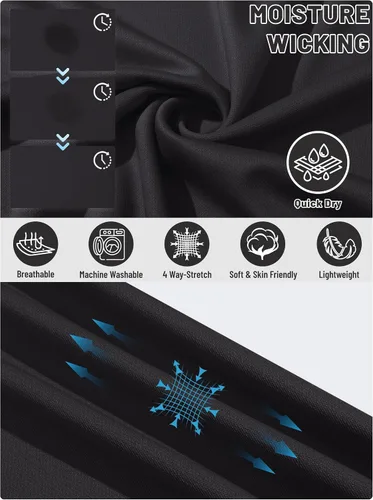 Vista 4 de TACVASEN Polo de manga larga para hombre, de secado rápido, absorbe la humedad, ligera, informal, con 3 botones