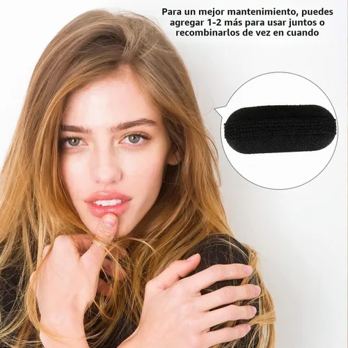 Vista 4 de 11 piezas de esponjas para dar volumen al cabello, bases de esponja para peinados con bulto, accesorios para insertar y dar estilo, peines, clips