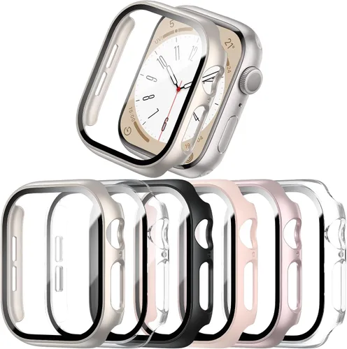 Vista 14 de COMMUTER - Juego de 4 fundas compatibles con Apple Watch de 40 mm Series SE 3ra Gen 2025 SE 2/1 6 5 4 con protector de pantalla de vidrio templado