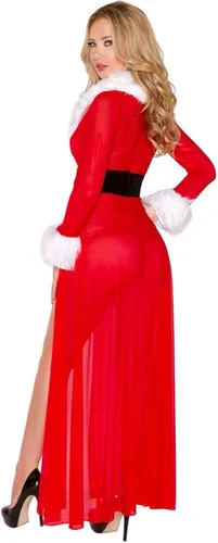 Vista 5 de Deals Today - Cárdigan de lencería sexy de manga larga para mujer diseño de festival de Navidad talla grande para mujer rojo S
