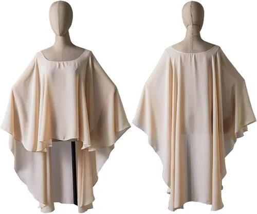 Vista 4 de BEAUTELICATE Capa de gasa para boda, capa nupcial, poncho superpuesto para mujer, talla grande