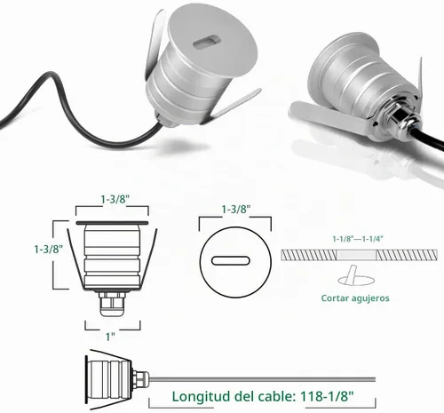 Vista 6 de Paquete de 10 luces LED de 1 W, luz blanca cálida para escaleras Plateado