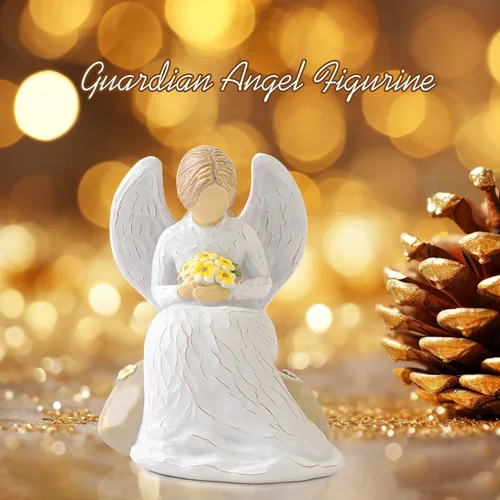 Vista 7 de JEPELUS Estatuas y figuras de ángel de la guarda, ramo de mano, figuras de ángel de resina, estatuas de regalo para mujeres, madre, abuela