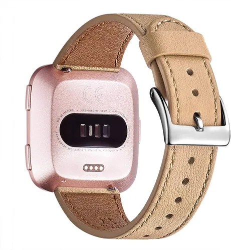 Vista 19 de WFEAGL Correa para Fitbit Versa, correa de cuero de grano superior para reloj inteligente Fitbit Versa Fitness (correa negra + hebilla negra)