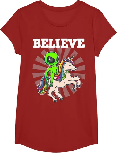 Vista 55 de Believe Space Alien Riding Unicorn - Camiseta de regalo divertida, Negro, S