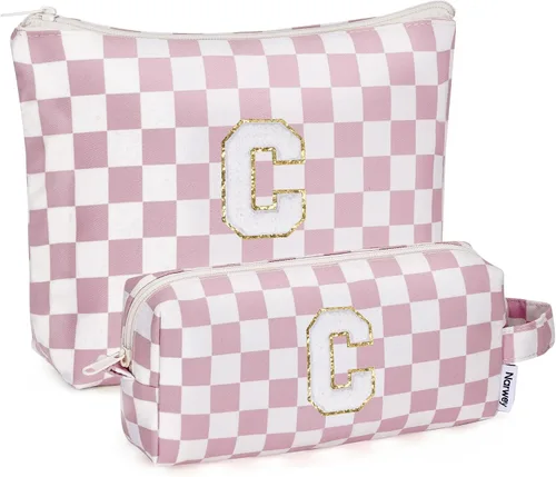 Vista 65 de Narwey Bolsa de maquillaje con inicial, regalos de graduación para adolescentes, niñas, niños y adolescentes, monograma personalizado, bonita bolsa