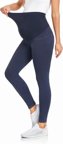 Vista 2 de HOFISH Maternity Denim Leggings Over The Belly Seamless Faux Jeans Comfy Active Stretch Pregnancy Pants with Pockets