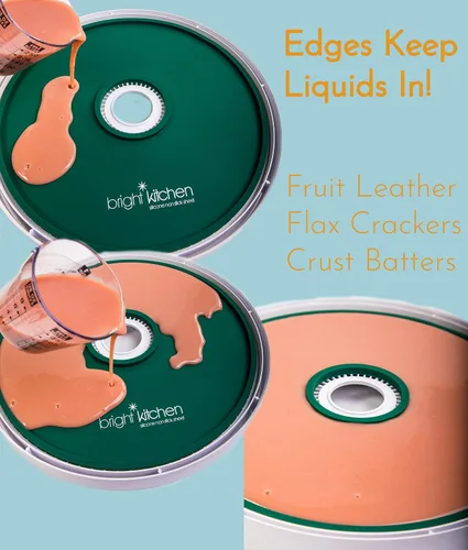 Vista 3 de 2 hojas deshidratadoras de silicona de cuero con bordes para NutriChef PKFD06 deshidratadores redondos Lip KN-128F Moldes líquidos enrollables