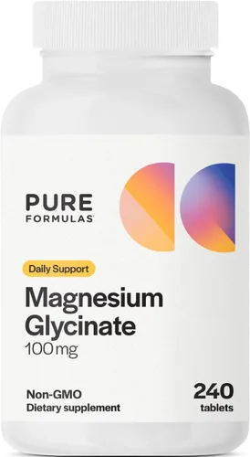 Vista 7 de PureFormulas Glicinato de magnesio 100 mg de apoyo diario para el estrés, nervios, sueño, músculos, metabolismo, suplemento de glicinato de magnesio