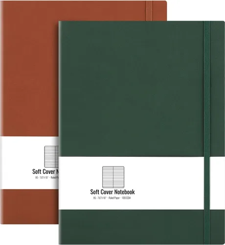 Vista 13 de AHGXG B5 College cuaderno con renglones, con tapa blanda, 2 unidades, tamaño grande, 7.6 x 10 pulgadas, con papel grueso rayado de 2.94 oz/yd², 408