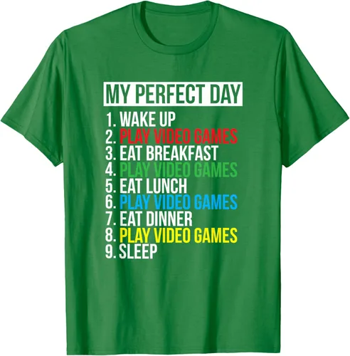 Vista 3 de My Perfect Day" - Camiseta negra de ajuste clásico, cuello redondo, manga corta, poliéster y algodón, Negro