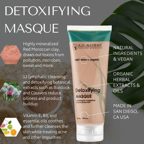Vista 3 de RD Alchemy - Mascarilla desintoxicante 100% natural y orgánica, tratamiento de limpieza de poros, removedor de puntos negros, mascarilla facial