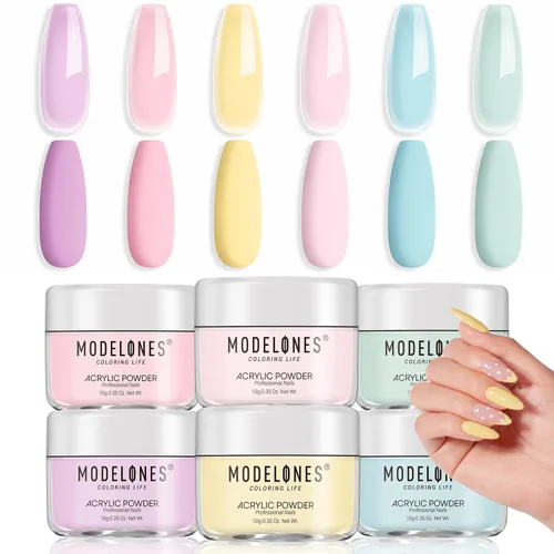 Vista 12 de Modelones Polvo acrílico rosa de 6 colores, kit de polvo de uñas acrílico neón con purpurina de verano, polvo de uñas acrílico para el día de San