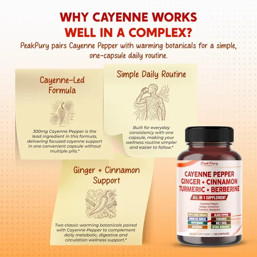 Vista 3 de Pimienta de Cayena, Jengibre, Cúrcuma, Berberina - Digestión, Apoyo para la Salud Intestinal