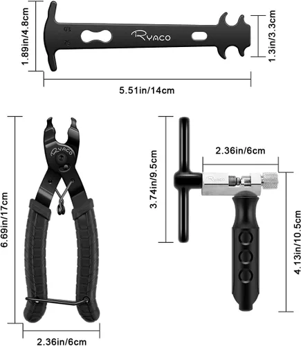 Vista 7 de Ryaco - Juego de herramientas de cadena para bicicleta, reparación de eslabones de cadenas, kit de herramientas profesionales