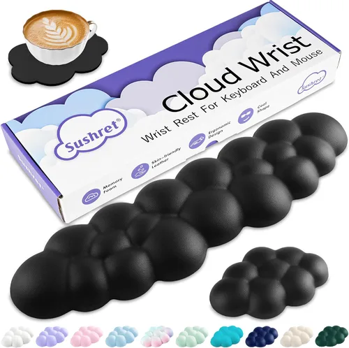 Vista 11 de Cloud Reposamuñecas para Teclado, Juego de Almohadilla para Muñeca de Teclado Cloud con Espuma Viscoelástica de Cuero PU, Lindo Reposabrazos