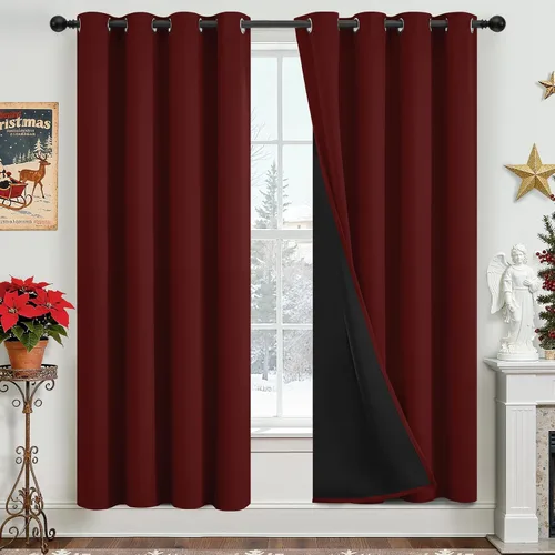 Vista 48 de Yakamok Cortinas negras, cortinas de ventana con aislamiento térmico y eficiencia energética para dormitorio, cortinas opacas completas y cortinas