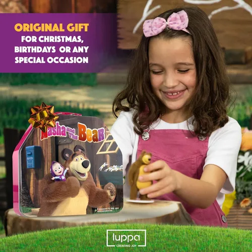 Vista 7 de LUPPA Juego de juguetes de Masha y El Oso: 13 figuras con caja de lata de la Casa del Oso I Masha y El Oso I Figuras y Muñecas de Programas de TV I